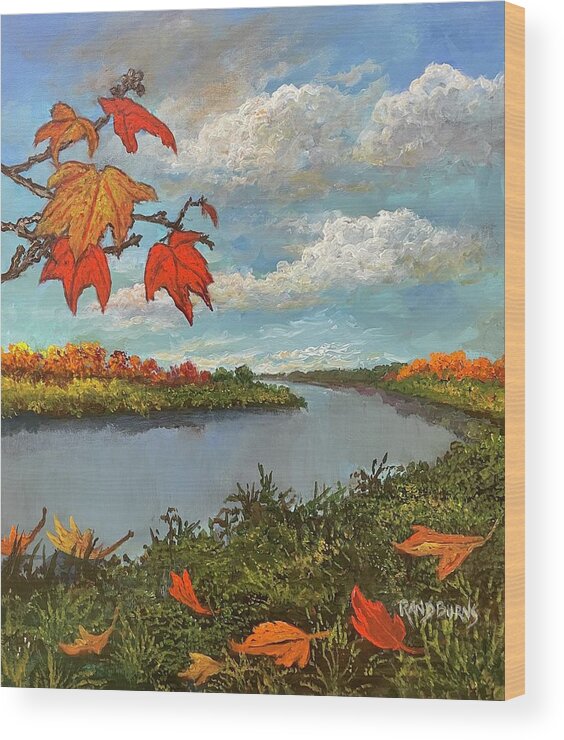 Kites Wood Print featuring the painting Kites, Clouds and Sailboats by Rand Burns