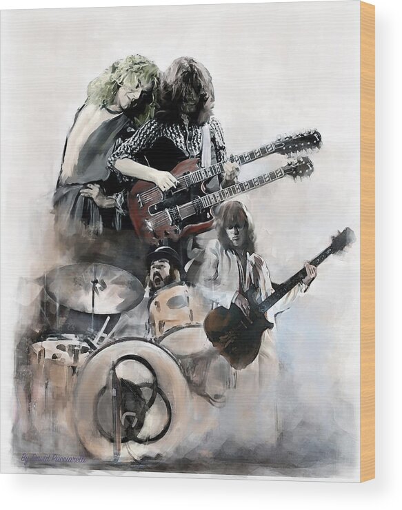 Led Zeppelin Image Framed Prints Iconic Images Art Gallery David Pucciarelli 414 Main Street Boonton Nj Wood Print featuring the painting LED ZEPPELIN Rolling Thunder by Iconic Images Art Gallery David Pucciarelli