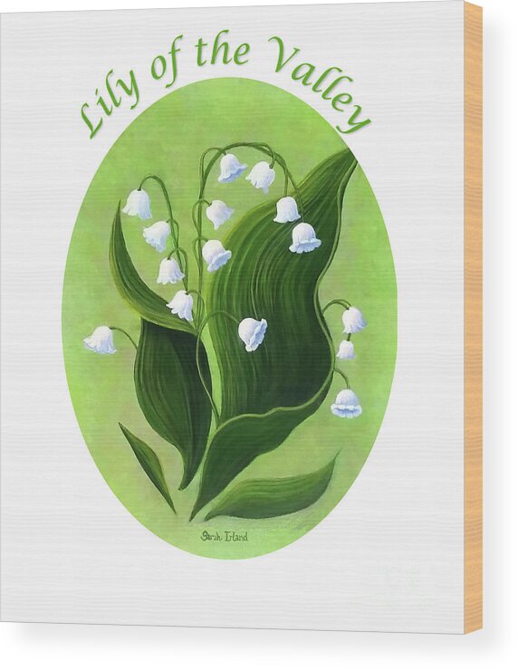 Megan's Wood Print featuring the painting Megan's Lily of the Valley Oval by Sarah Irland