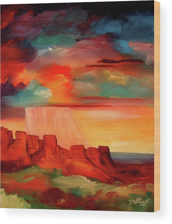 Landscape Wood Print featuring the painting Mesa Glory by Jim Stallings