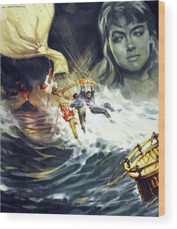 Mysterious Wood Print featuring the painting ''Mysterious Island'', 1961, by Alfredo Capitani by Movie World Posters