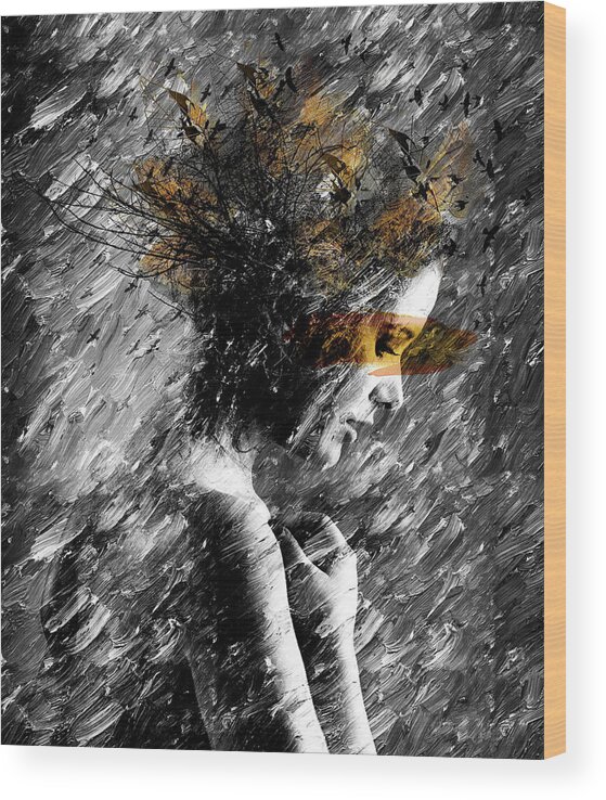 Woman Wood Print featuring the mixed media Not About Me by Jacky Gerritsen