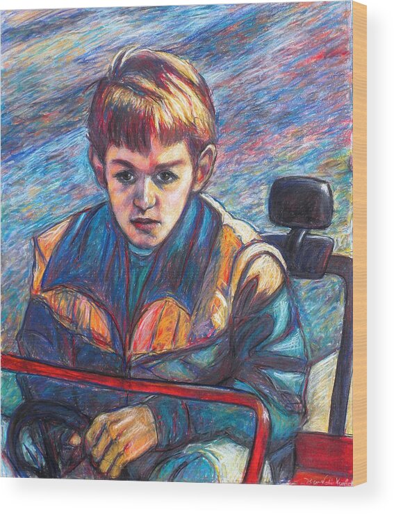 Impressionism Wood Print featuring the painting Paul in Alans Jeep by Kendall Kessler