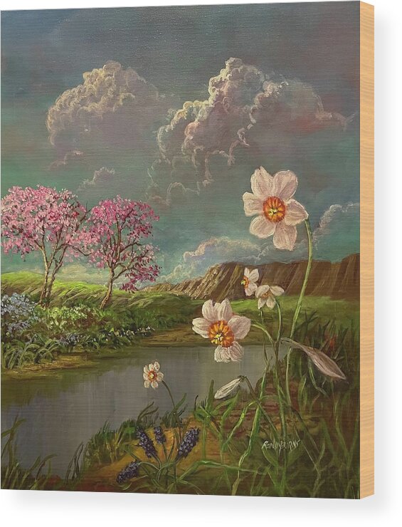 Poetic Wood Print featuring the painting Poetic Spring by Rand Burns