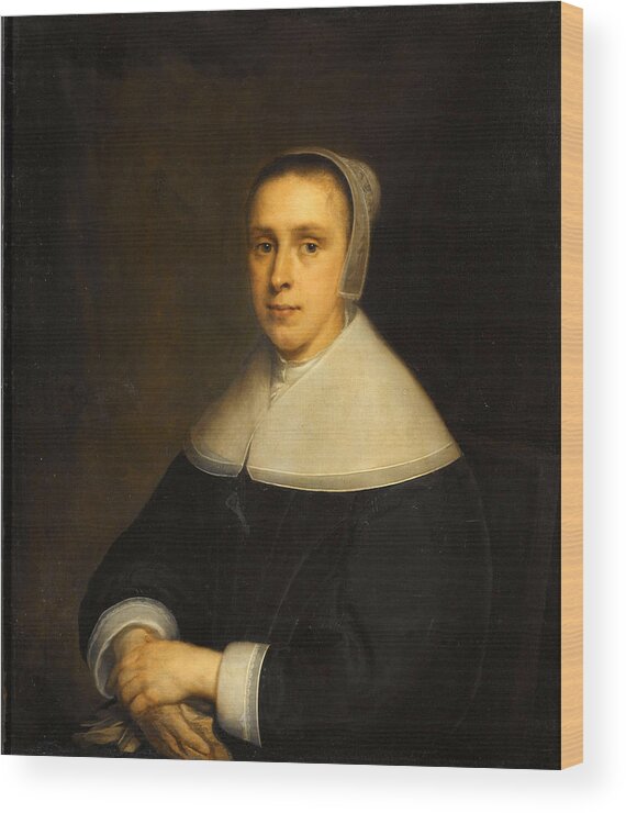 Cornelis Janssens Van Ceulen Wood Print featuring the painting Portrait of Elisabeth Vervoorn by Cornelis Janssens van Ceulen