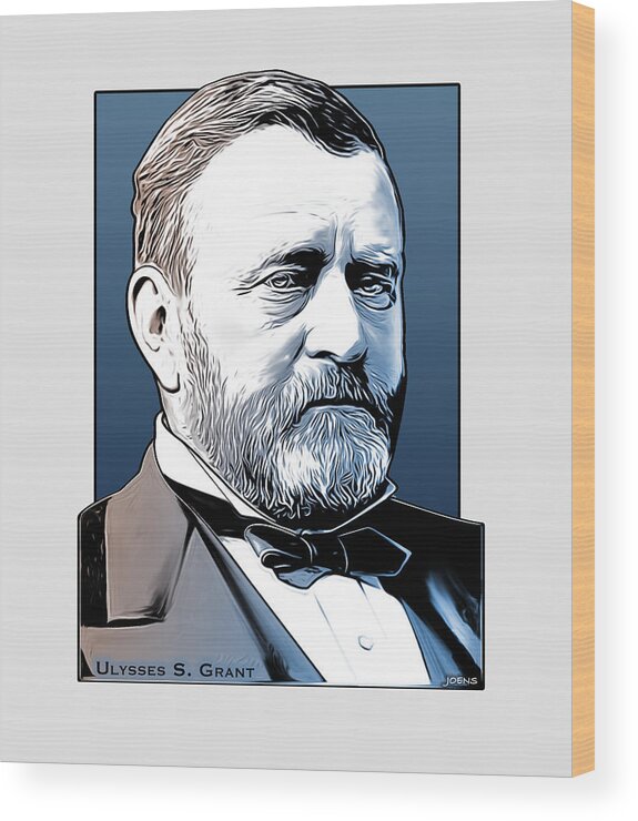 Ulysses S Grant Wood Print featuring the drawing President US Grant by Greg Joens