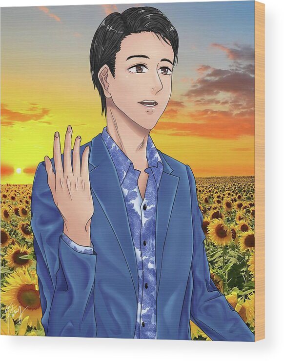  Wood Print featuring the digital art Ps Cioccolanti on Sunflowers by Fhyzzie Lee