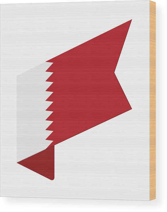 Bookmark Wood Print featuring the drawing Qatar - Isometric Label Flag Vector Flat Icon by Pop_jop