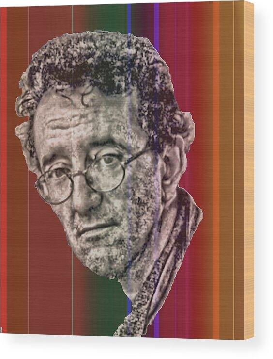 Bolano Wood Print featuring the digital art Roberto Bolano by Asok Mukhopadhyay