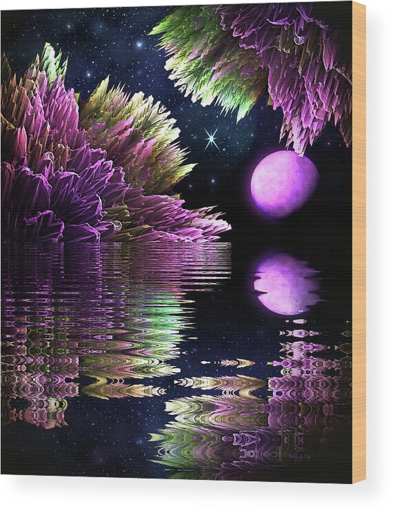 Art Wood Print featuring the digital art Space Adventures Crystal Cove by Artful Oasis