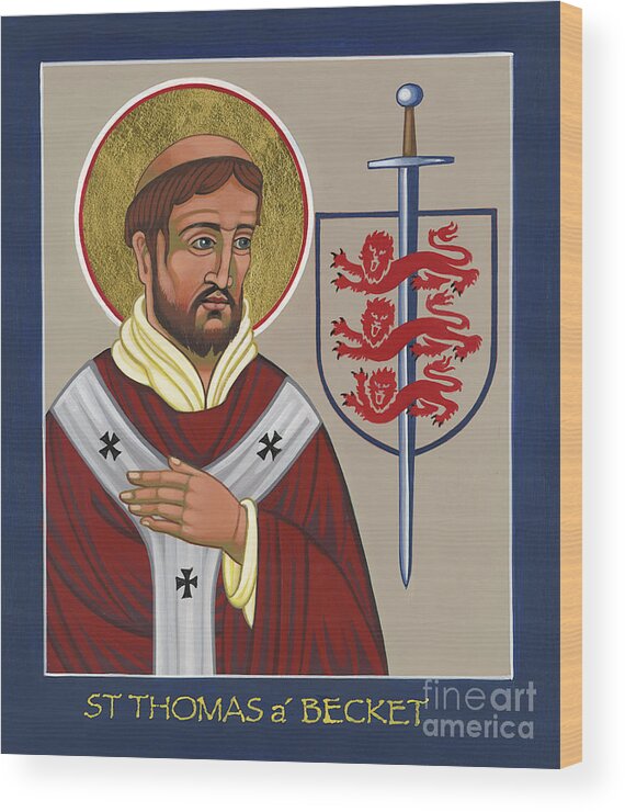 St Thomas A' Becket Wood Print featuring the painting St. Thomas a' Becket by William Hart McNichols