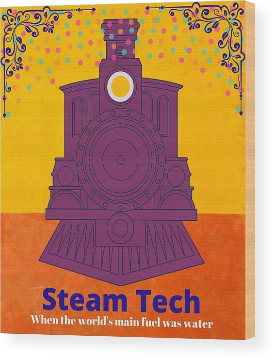 Digital Art Wood Print featuring the digital art Steam Tech by Hank Gray