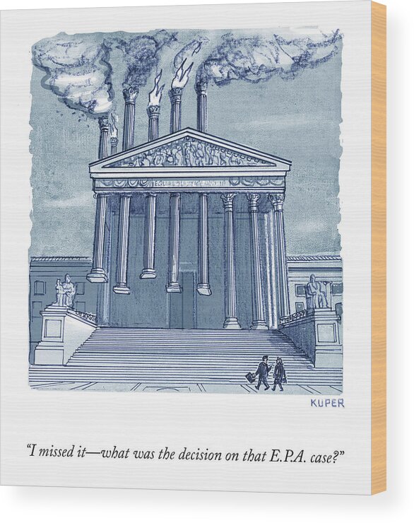 i Missed Itwhat Was The Decision On That E.p.a. Case? Wood Print featuring the drawing That Scotus EPA Case by Peter Kuper