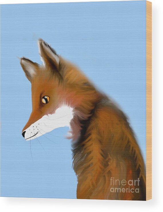 Fox Wood Print featuring the digital art The fox by Elaine Rose Hayward