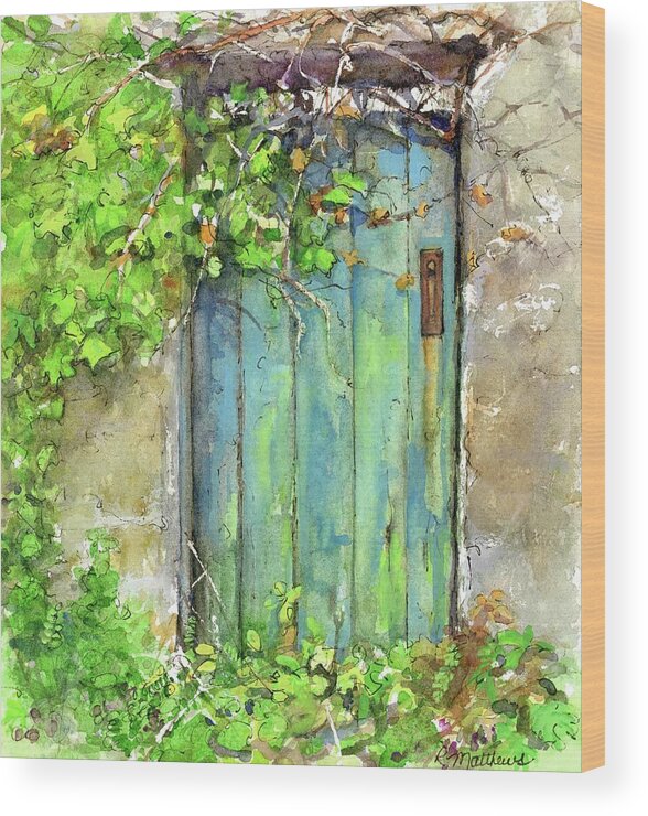 Garden Gate Wood Print featuring the painting The Old Garden Gate by Rebecca Matthews