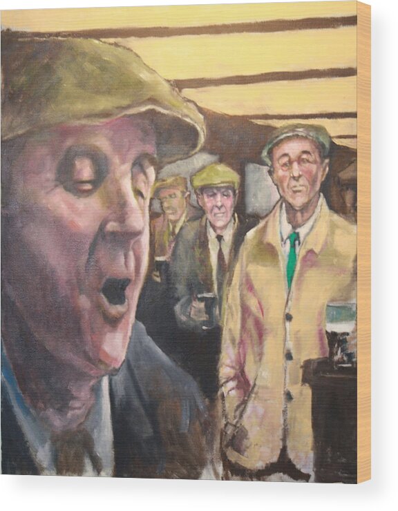 Portrait Irish Celtic Wood Print featuring the painting The Pub Singer by Kevin McKrell