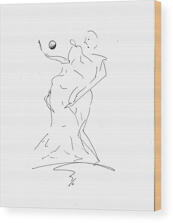  Wood Print featuring the drawing Tri - Tango by Raymond Fernandez