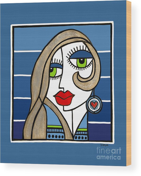 Woman Wood Print featuring the digital art Woman with Earring by Diana Rajala