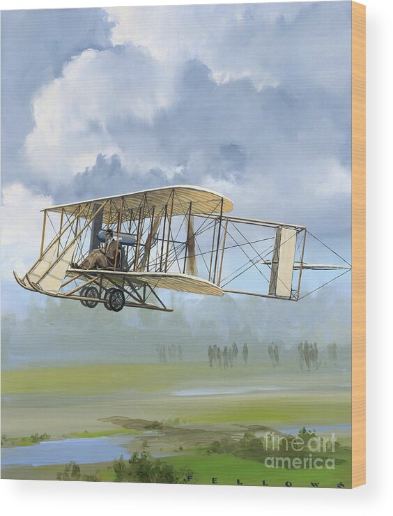 Aviation Wood Print featuring the painting Wright Model B Flyer by Jack Fellows