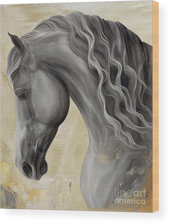 Horse Painting Wood Print featuring the painting Checkmate I by Mindy Sommers