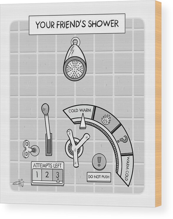 Captionless Wood Print featuring the drawing Your Friend's Shower by Ellis Rosen