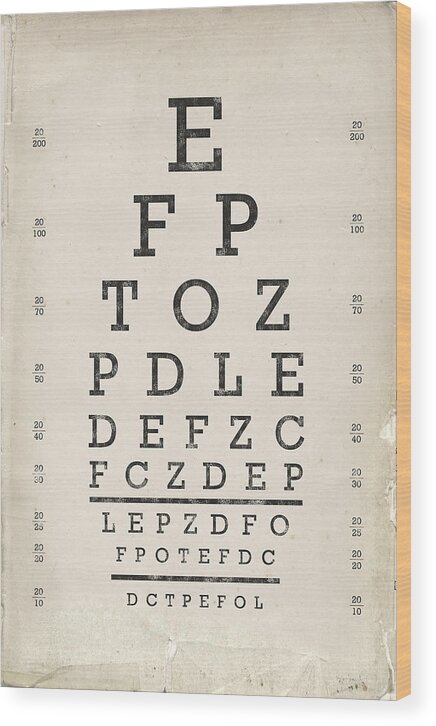 Vintage Eye Chart Wood Print