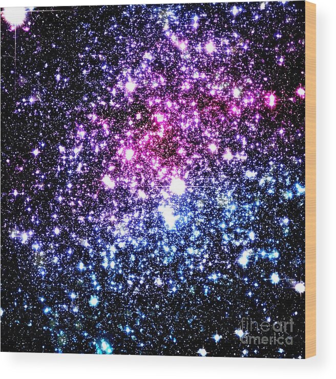 Bright Pink Purple Blue Galaxy Stars Wood Print
