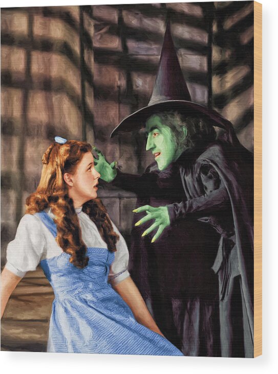 Dorothy Wood Print featuring the painting Dorothy and the Wicked Witch by Dominic Piperata