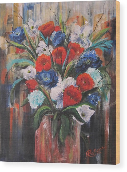 Floral Wood Print featuring the painting Flower Pride by Roberta Rotunda