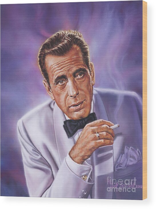Portraits Wood Print featuring the painting Humphrey Bogart by Dick Bobnick