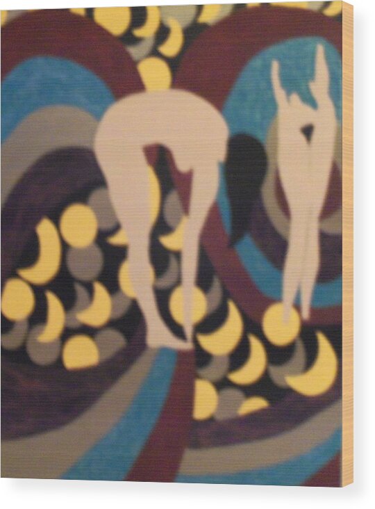 Nude Wood Print featuring the painting Mooned by Erika Jean Chamberlin