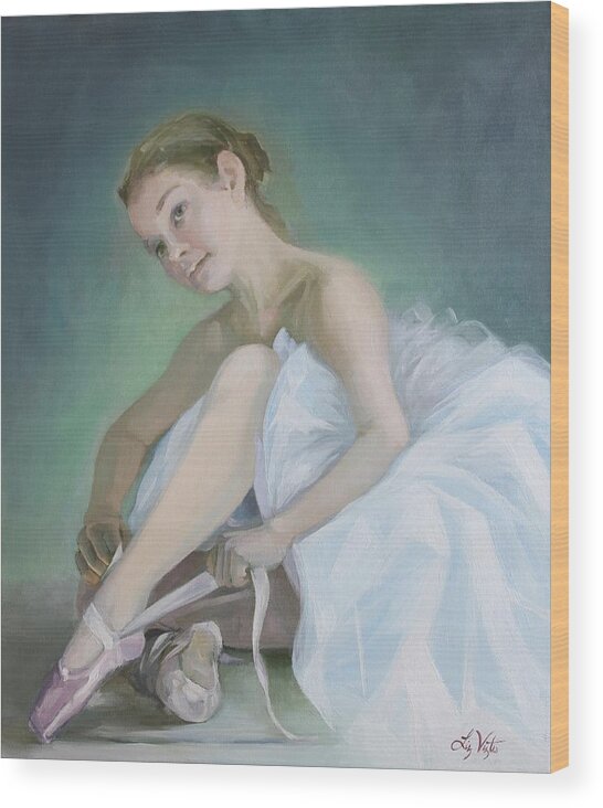 Prima Ballerina Wood Print featuring the painting Prima Ballerina by Liz Viztes