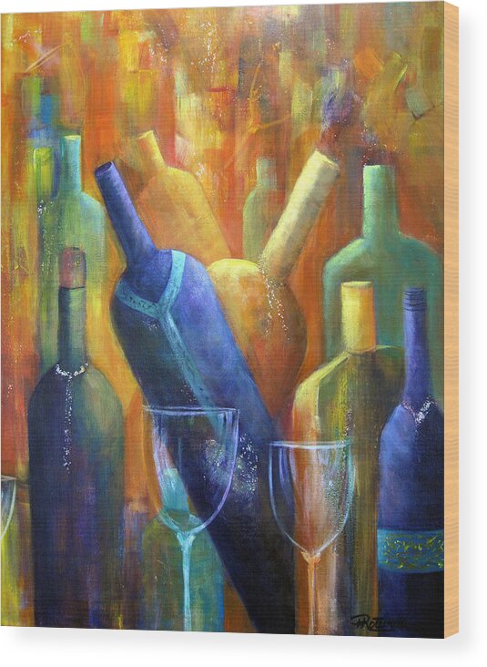 Wine Wood Print featuring the painting Wine Fest by Roberta Rotunda