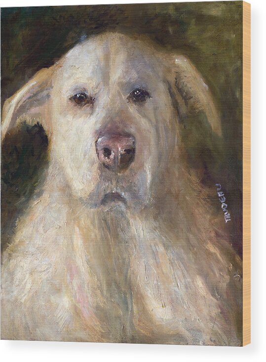 Pet Portrait Wood Print featuring the painting Yafah by Patricia Trudeau