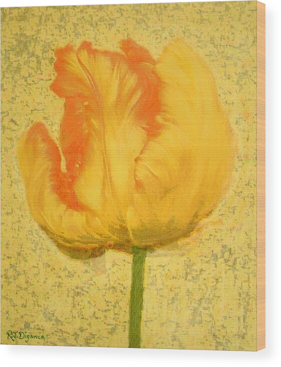 Tulip Wood Print featuring the painting Yellow Parrot tulip by Richard James Digance