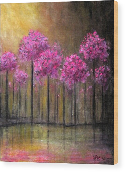 Blossomed Trees Wood Print featuring the painting Stillness by Roberta Rotunda
