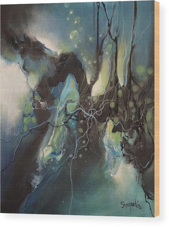 Abstract Wood Print featuring the painting Submersion by Tom Shropshire
