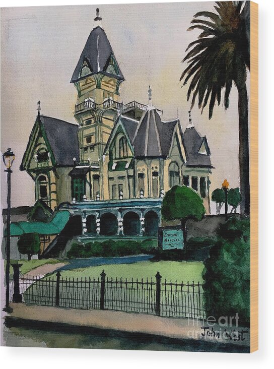 Eureka Ca Wood Print featuring the painting Carson Mansion by John West