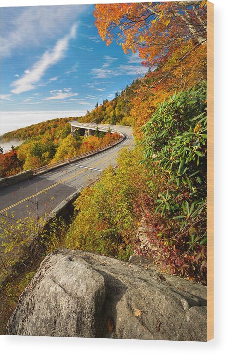 Fall Wood Print featuring the photograph Linn Cove Viaduct #1 by Tommy White