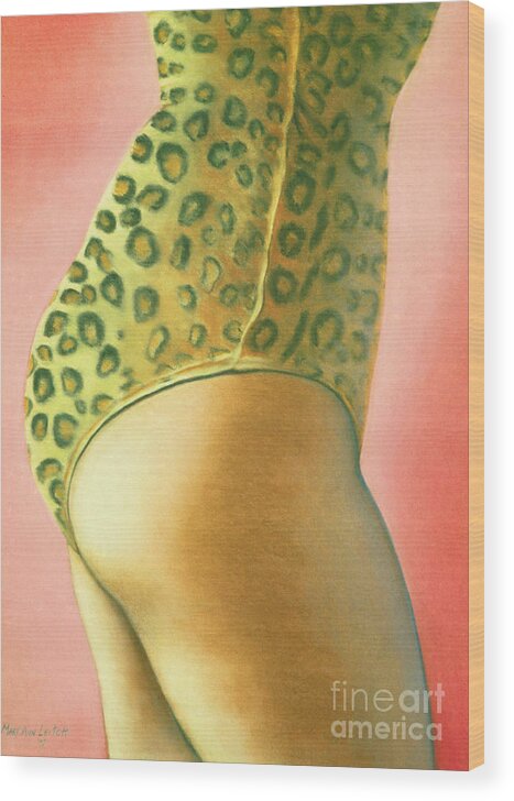 Feminine Wood Print featuring the pastel Leopard Suit by Mary Ann Leitch