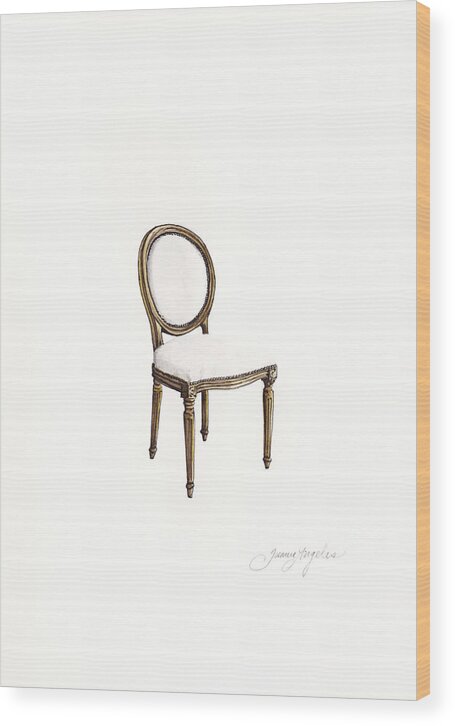 Wood Wood Print featuring the painting Louis Style Chair by Jazmin Angeles