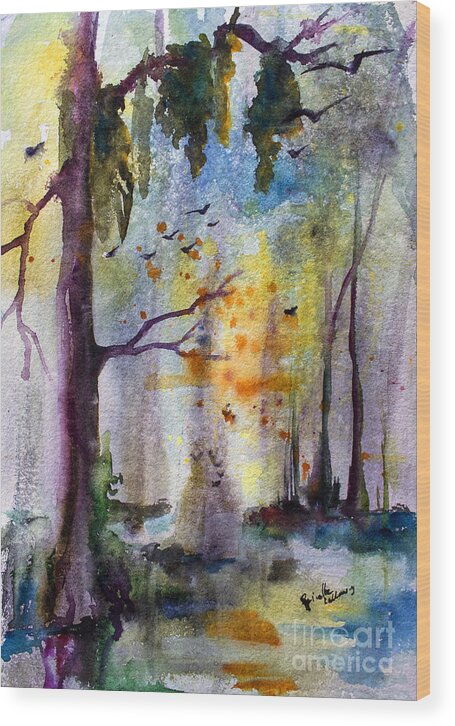 Wetland Wood Print featuring the painting Where Time Stands Still by Ginette Callaway