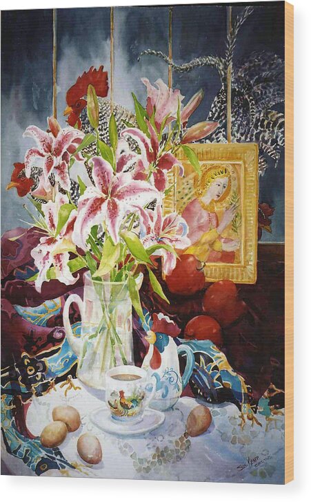 Still Life Wood Print featuring the painting Window Shopping by Sue Kemp