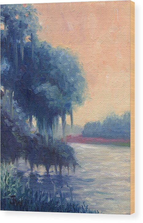 Trees Wood Print featuring the painting A View of the Ashley River by Joe Winkler