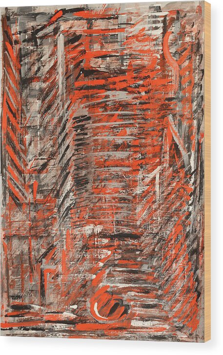 Abstract Wood Print featuring the painting City #1 by Natia Tsiklauri