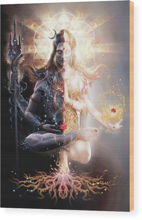 Ardhnarishwar Wood Print featuring the digital art Tantric Marriage by George Atherton