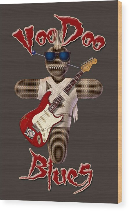 Voodoo Wood Print featuring the digital art Voodoo Blues Strat T Shirt by WB Johnston