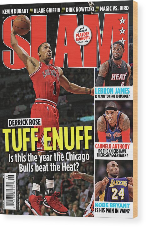 Derrick Rose Wood Print featuring the photograph Derrick Rose: Tuff Enuff SLAM Cover by Getty Images