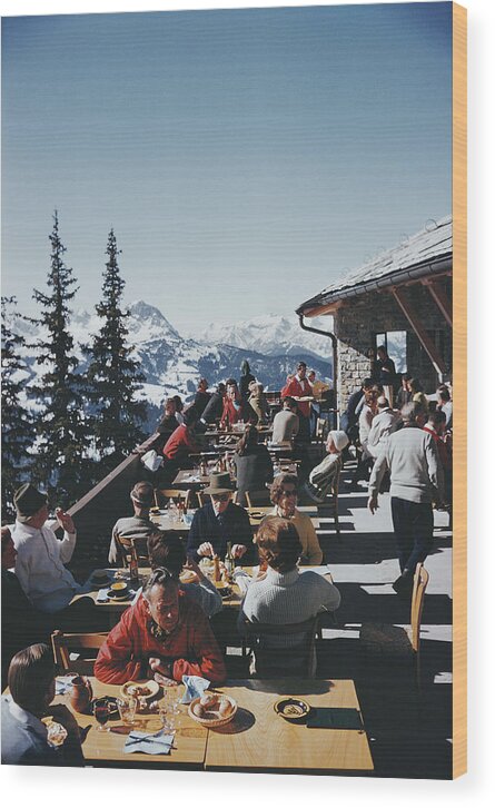 Gstaad Wood Print featuring the photograph Dining In Gstaad by Slim Aarons