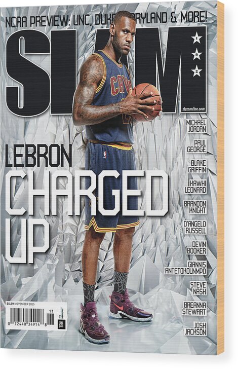 Lebron James Wood Print featuring the photograph Lebron: Charged Up SLAM Cover by Atiba Jefferson